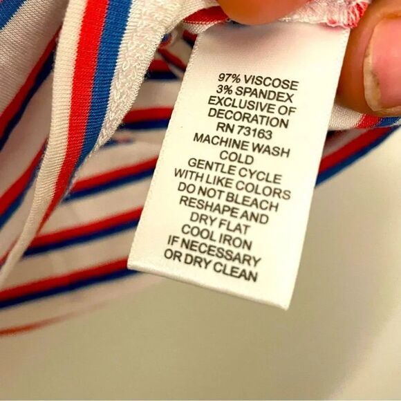 Cupio Red Blue & White Striped Tank Top w Knot Tie Size Large NWT - Picture 10 of 12